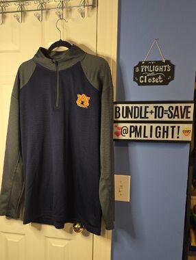 Knights Apparel XL Auburn Tigers Navy Gray 1/4 Zip Pullover